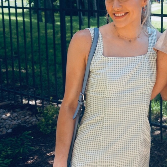 lulu’s Green & White Gingham Sleeveless Mini Dress 🌷xs - Picture 5 of 11